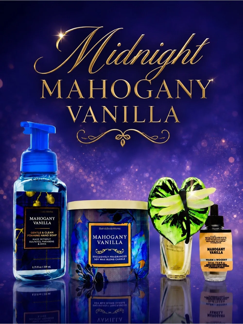 BBW 💙 Mahogany Vanilla 💙 Dragonfly Home Fragrance Gift Set